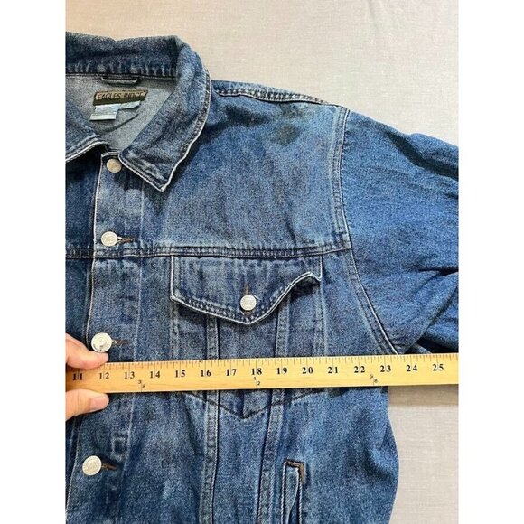 Eagles Ridge American Flag Jacket Adult XL Blue Demin Button Long Sleeve Mens - Picture 10 of 12